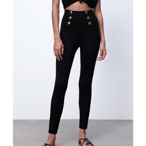 Zara dressy stretchy button detail pants